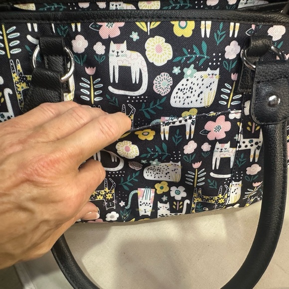 NWT Lily Bloom Black Floral & Animal Print Satchel with Yellow and Pink Accents - Picture 6 of 12